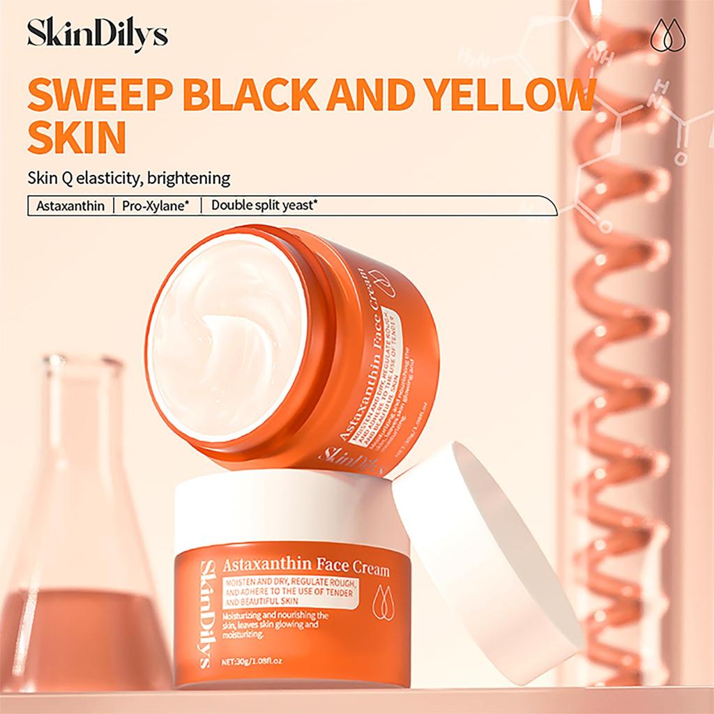 SkinDilys Australia Astaxanthin Face Cream 30g Formulated with Pro-Xilane. Enhances skin elasticity, deeply moisturizes and smooths skin, evens out
