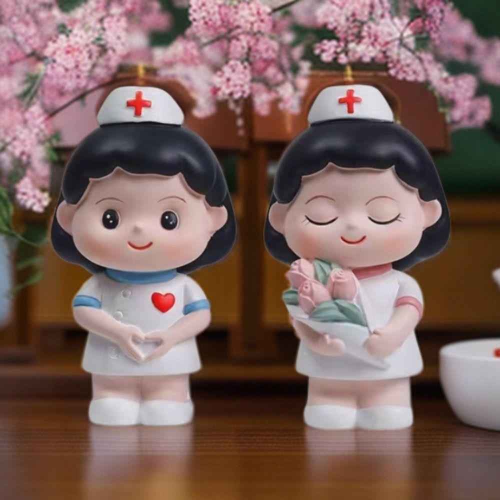 DlY Landscaping White Nurse Figurine Cartoon Nurse Baking Ornaments Doctor Model Nurses' Day