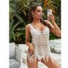 2026 Sexy Sheer Mesh Knit Bikini Cover Up Hollow Out Summer Top Ladies Beachwear Swimwear Lace Patchwork Tassel Dresses Sleeveless
