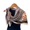 Small Fragrant Plaid Imitation Silk Large Square Scarf Retro Printing Shawl Neck Silk Scarf Herringbone Pattern Women'S Scarf Headscarf