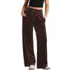 Womens High Waist Straight Wide Leg Trousers Velvet Casual Pants