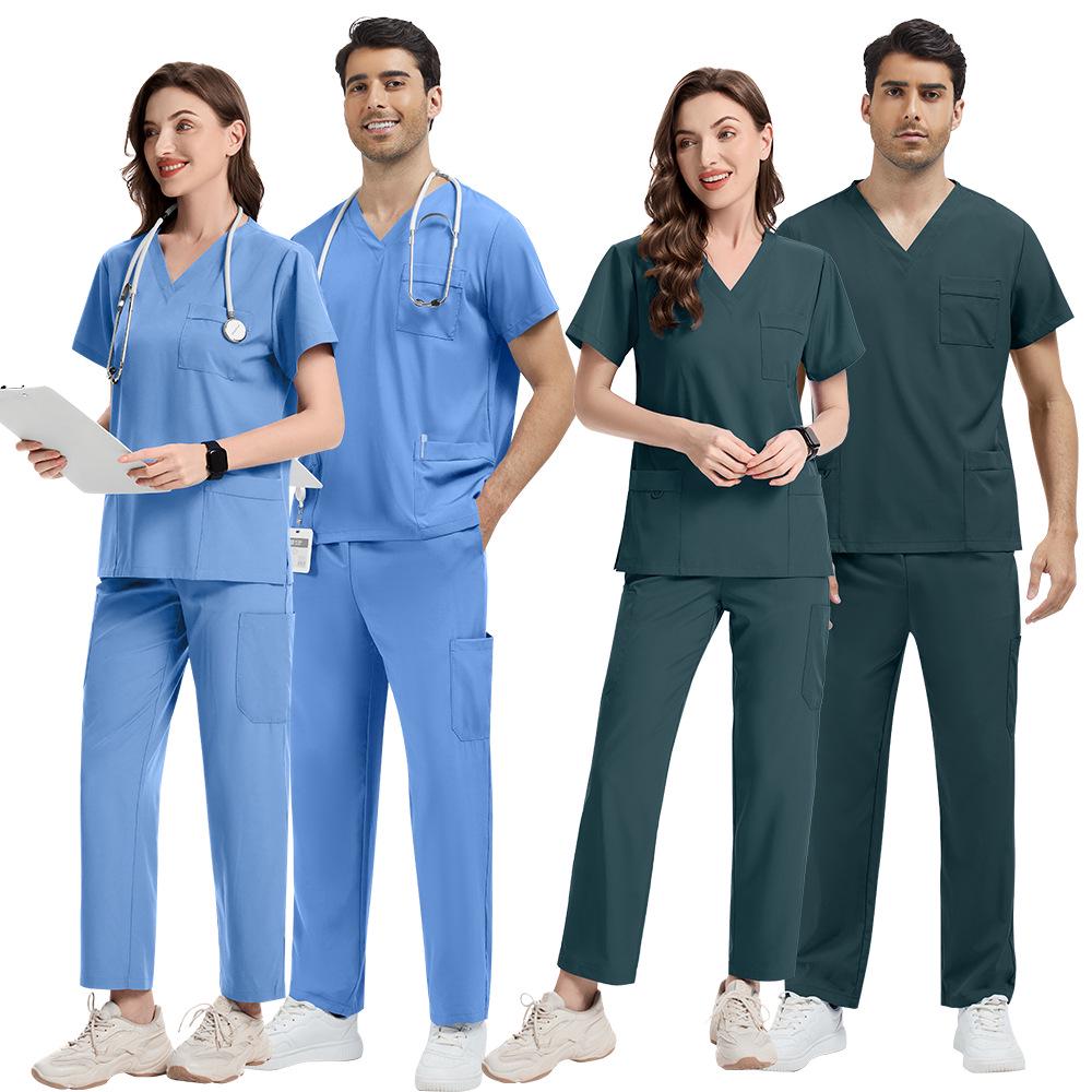 Unisex Plus Size Nurse and Salon Uniform Set - Various Colors Available