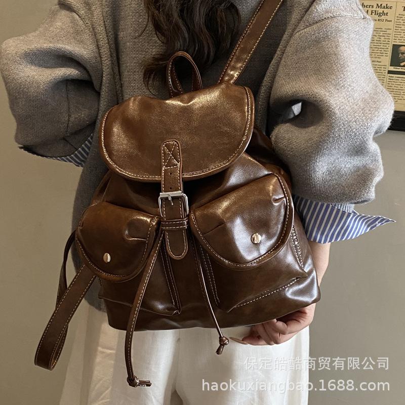 Schoolbag niche design bag 1011 new fashion casual backpack women's portable Korean version schoolbag retro going out backpack