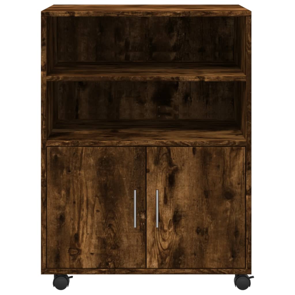 Rolling Cabinet Smoked Oak 60 X 48 X 81 Cm Particleboard