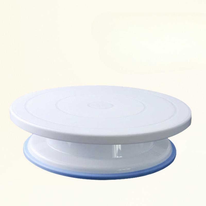 

1шт инструменты для выпечки с нескользящими краями, пластиковый поворотный стол для торта, поворотный стол для торта с трубочками, инструменты для торта белый