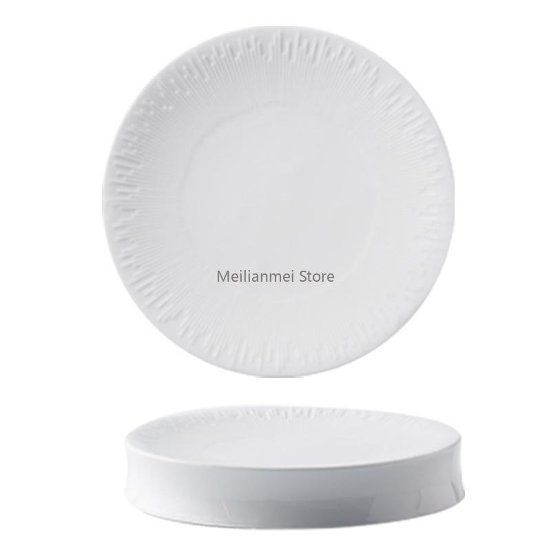 White Ceramic Disc High End Restaurant Dessert Plate Round Cold Dish Plate Pre Dinner Appetizer Plates Tableware Dinner Plates