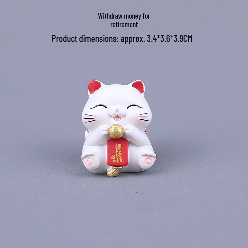 Prosperity Lucky Cat Mini Ornament for Office Desk or Car Console