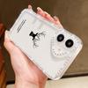Simple Deer Print Shockproof Soft Silicone Case For iPhone 16E 16 Pro 15 Pro Max 14 13 12 11 Diamond Frame Anti-Fall Clear Phone Cover