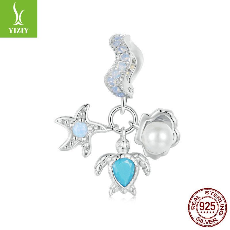 Ozeanwind Serie DIY Armband Perlenzubehör, Seestern Muschel S925 Sterlingsilber Perlen Lose Perlen