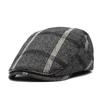 Heren Baret Casual Geruite Gestreepte Pet Retro Mode Vooruitgaande Hoed Oude Man Hoed Warme Hoed