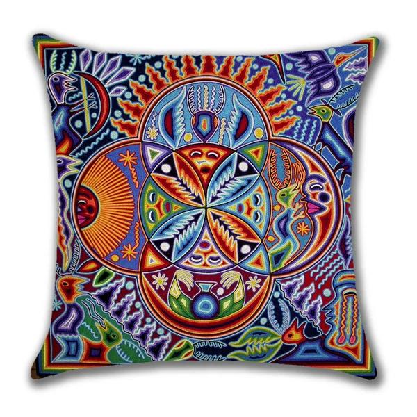Hot Ethnic Mexico Patterns Linen Pillows Case Indian Apollo Abstract Painting Cushions Case Sofa Couch Throw Pillows Decor Home