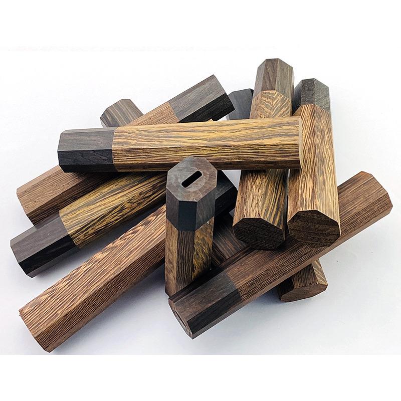 1piece Wenge Wood + Ebony Octagonal Knife Handle for DIY Semi-finished Damascus Knife Handle Material Kitchen Knife Handle