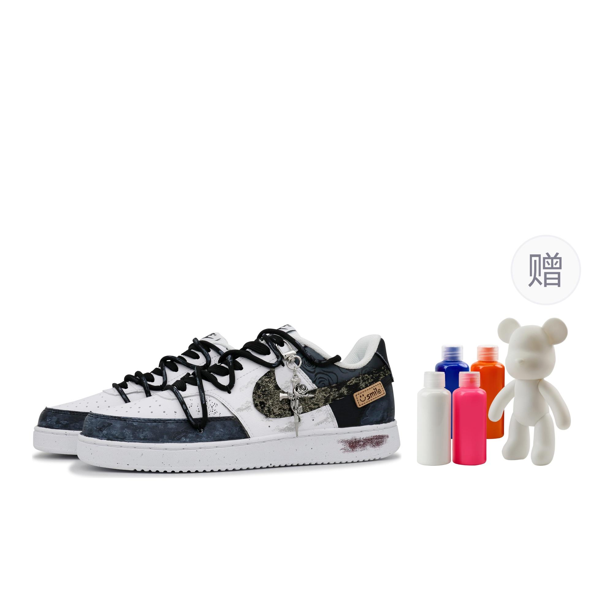 

Nike Court Vision 1 Cool To The Core Abrasion Resistant Low top Skateboard Shoes Men s Black Blue DH2987-101(Team529-) 45