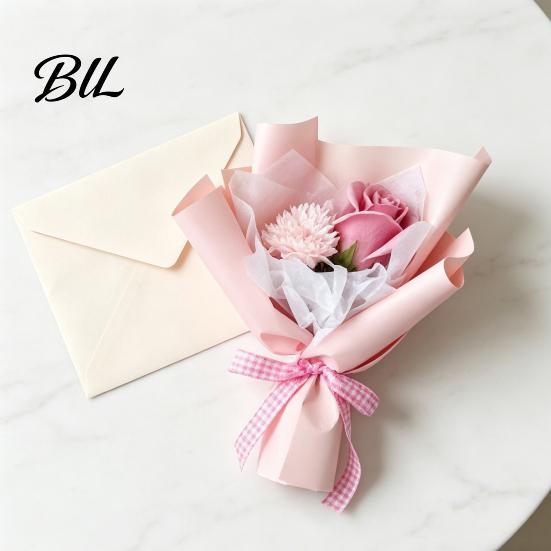 Decorative Faux Flowers Mini Fake Sunflower Bouquet Handcrafted Artificial Soap Carnation Rose Floral Decoration Handmade Valentine's Day Anniversary