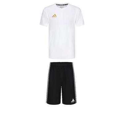 adidas Taekwondo Round Neck Pullover Short Sleeve T-Shirt Comfortable Simple Fashion Shorts Casual Sports Suit ADICLTS24CTK-WG+S21ATMSH2T-BW