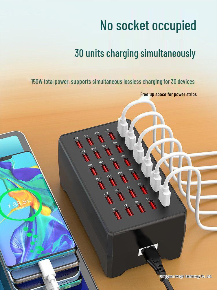 High-Power USB Multi-Port Charging Station - Desktop Mobile Charger & Power Strip