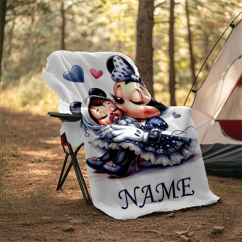 Customizable Minnie Throw Blanket – Personalized Name, All-Season Cozy Snug Blanket, Machine Washable, Personalized Blanket