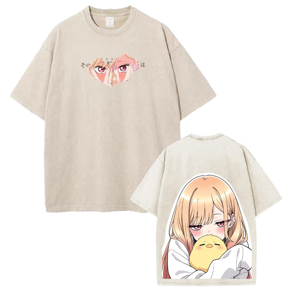 Trendy Anime My Dress-Up Darling T-shirt Marin Cartoon Washed Y2k T Shirt Men Women Clothing Summer Short Sleeve Cotton Tee Tops