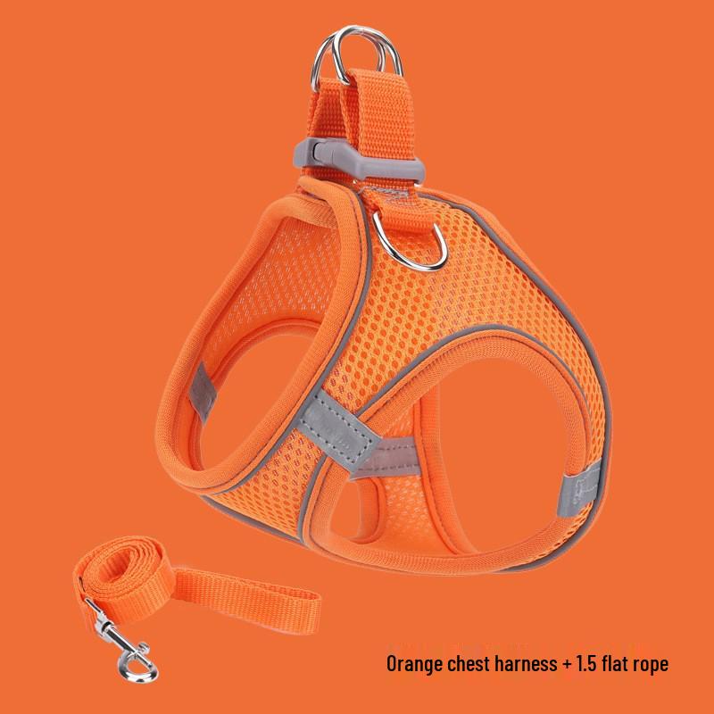 Reflective Nylon Vest-Style Dog Harness and Leash Set