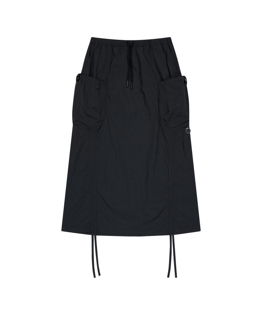 OFFGRID Nylon Shirred Panel Skirt - Black