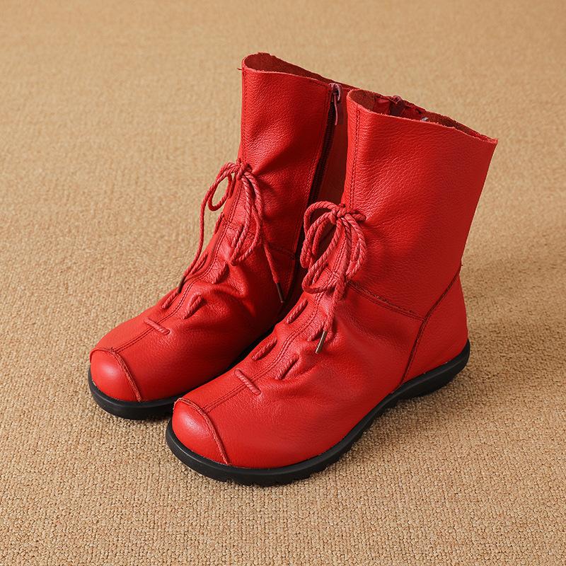 Women's Genuine Leather Snow Boots With Zipper Non-Slip Winter Warm Ankle Booties With Faux Fur Lined Comfortable Walking Short Boot Shoes for Women