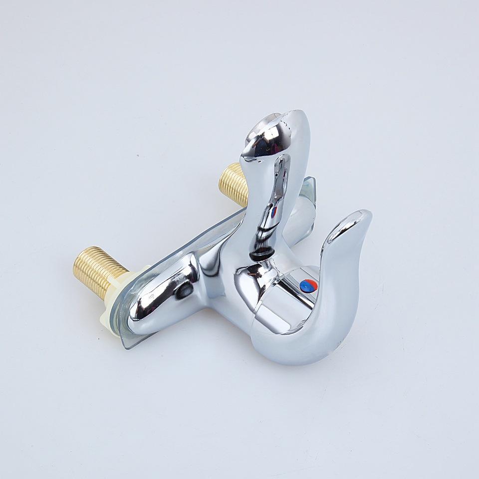 1PC Becken Doppelloch Wasserhahn Öffentliche Toilette Badezimmer Waschbecken Keramiksäule Becken Heiß und Kalt Doppel Wasserhahn Becken Wasserhahn