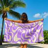 Purple and Cream Waves Quick Drying Bath Towel Microfiber Beach Towel Light Weight Swimming Camping Yoga Beach Out