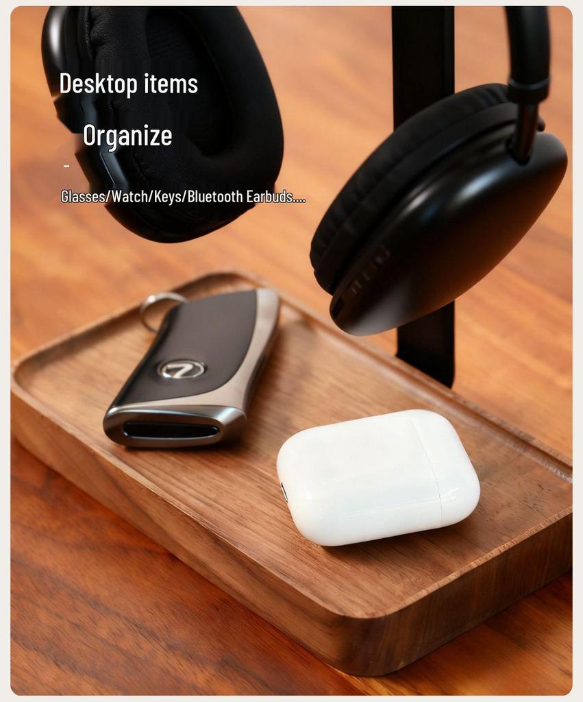 Solid Wood Headphone Stand with Base Storage - E-sports Gaming Hanger