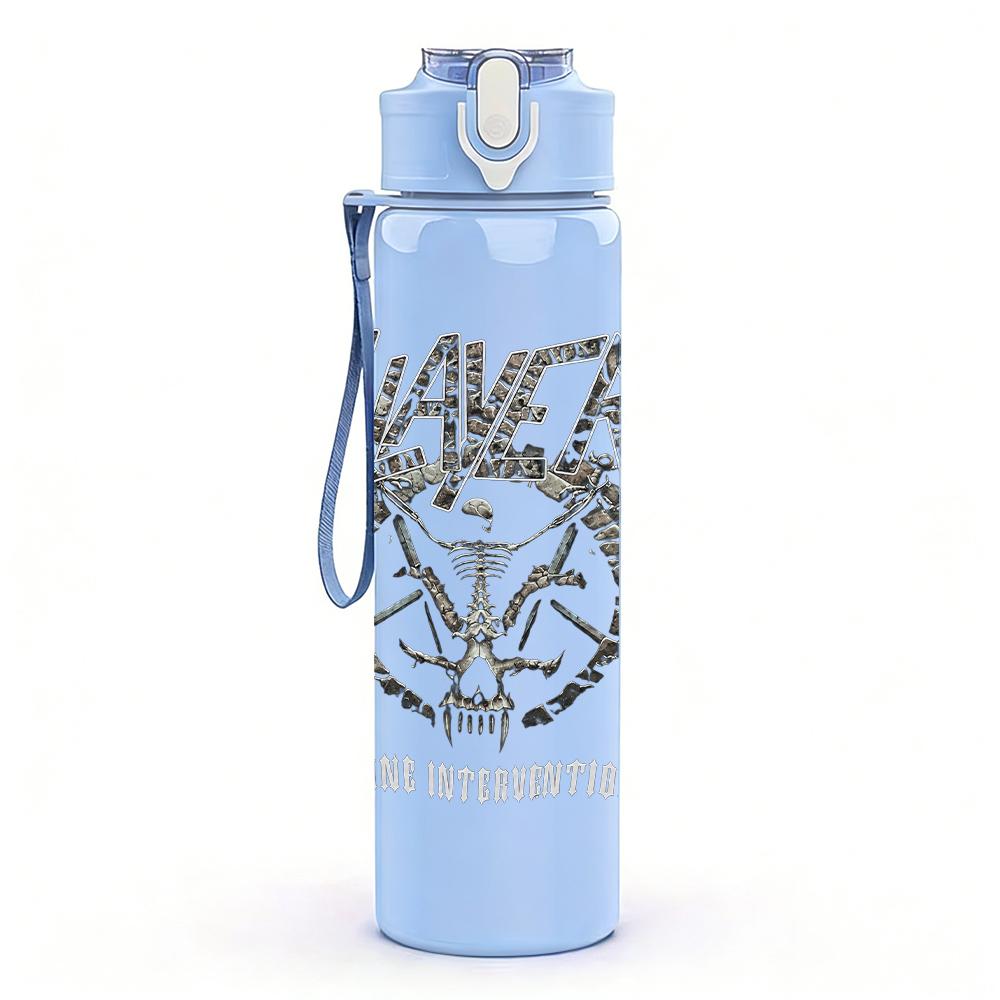 1PC Demon Horn Ornate Minimalist Print 750ml Portable Sports Water Bottle Leakproof Gym Outdoor Travel Drink Cup
