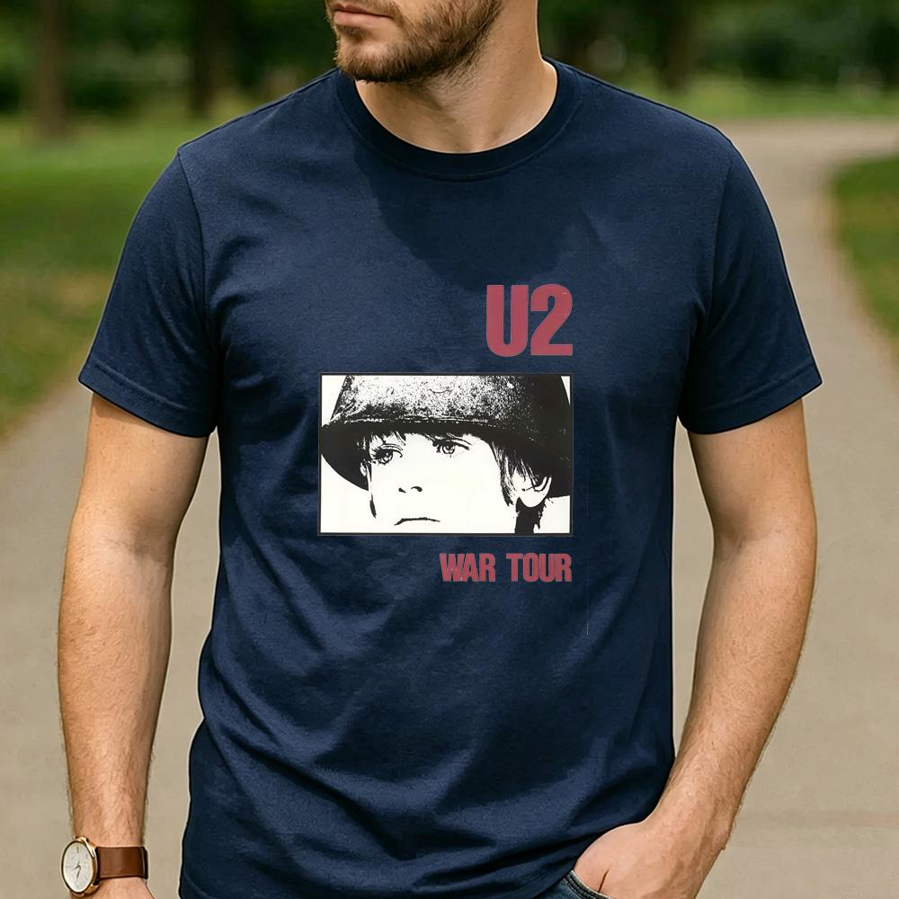 Vintage U2 War Tour Graphic T Shirt Unisex Cotton Short Sleeve Rock Band Music Fans Casual Tee Holiday Present