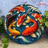 2D Vintage Koi Fish Metal Sign Poster Art For Home Office Garage Decor