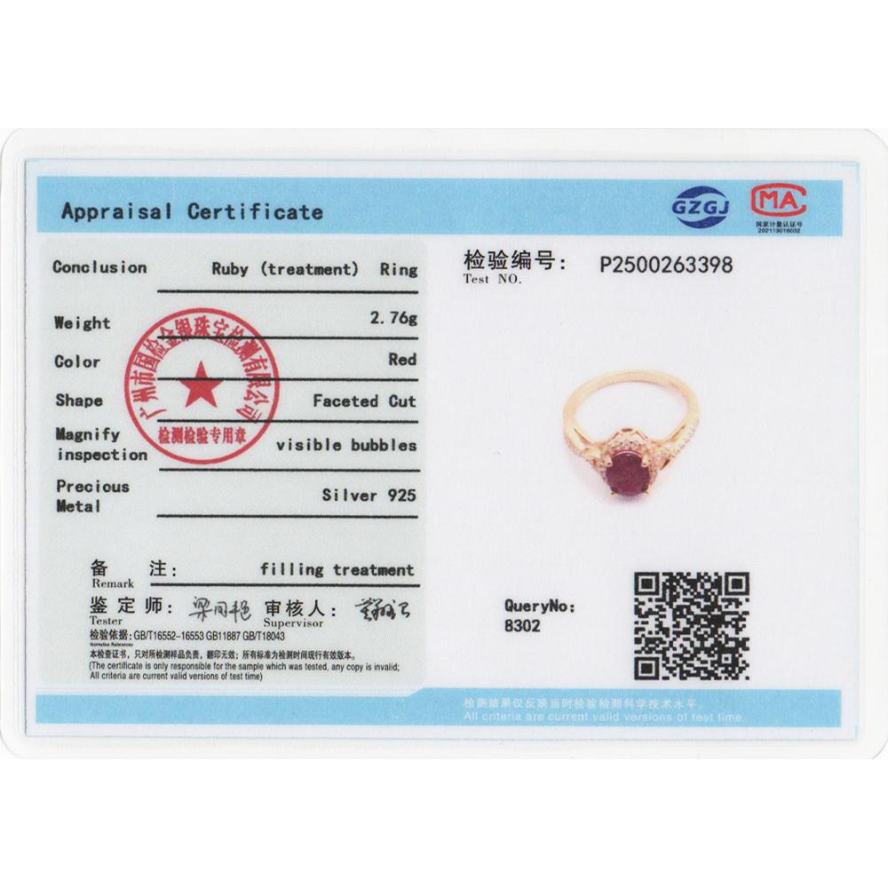 New 925 sterling silver ring Natural oval 6*8mm longrido ruby July Birthstone Gorgeous fine jewelry for women's engagement gifts
