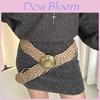 Bohemian Wide Weave Leather Belt For Women With Gold Buckle For Dresses And Skirts