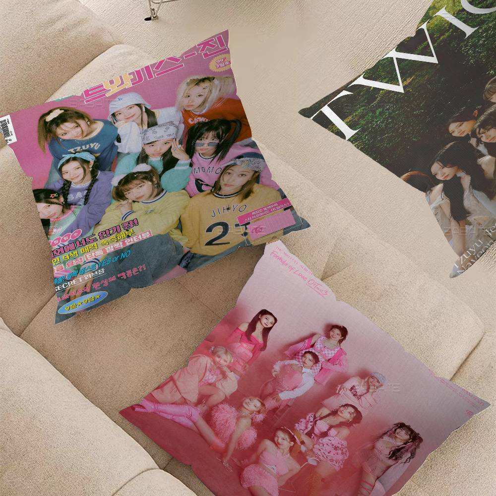 Kpop T-Twice Kudde Gåva Hemmakontor Dekoration Sovrum Soffa Bil Kuddfodral Fodral 45x45