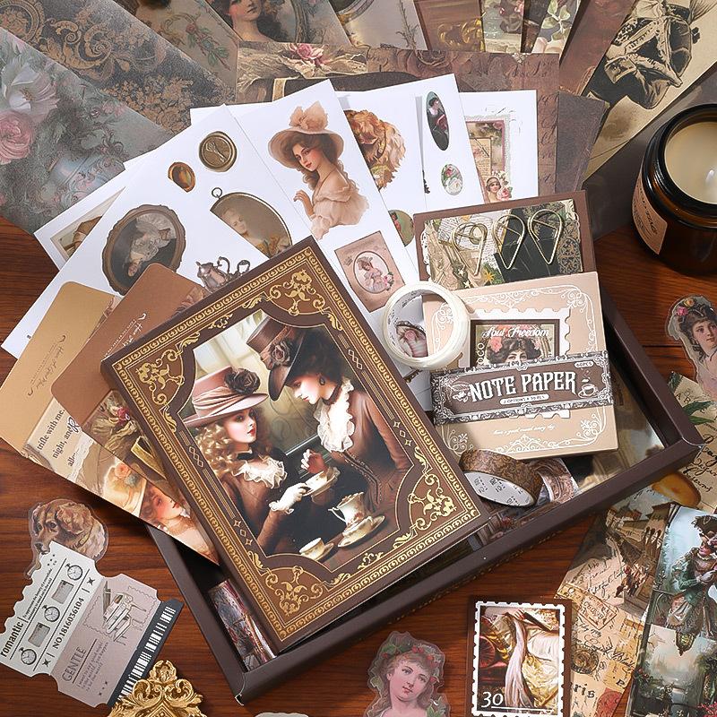 Classical Series Scrapbook Kit Journal Kit with A6 Notebook Stickers Scrapbooking Supplies for Teen Girl Kid Adult DIY Gift