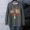 Ladies' Christmas Printed Round Neck Long Sleeved T-shirt Sweatshirt Top