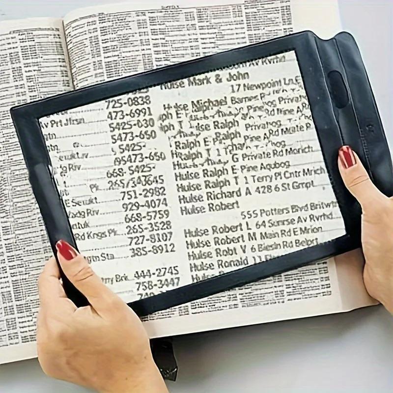 2pcs Durable PVC Material 3X Large Page Magnifying Glass Handheld Full-View Reading Aid for Seniors