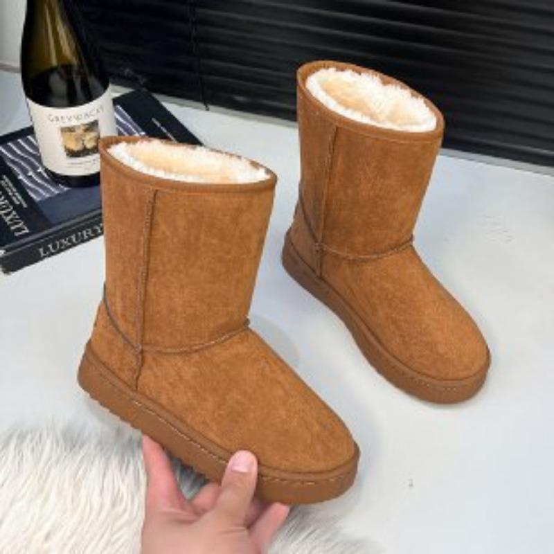 Women's Large Size Padded Thickened Winter Warm Fur One Snow Boots Padded Lining Ankle Boots Non-slip Hiking Sports Cotton Boots