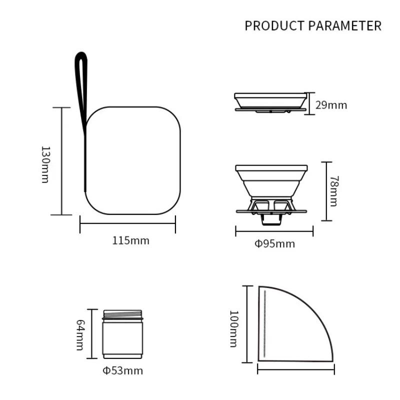Outdoor Camping Kaffeebrühset, tragbare Silikonfilterbecher-Kombination