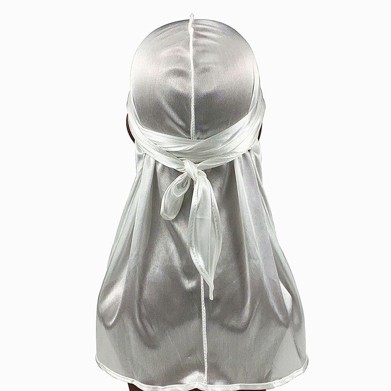 

Women Men Unisex Bandana Doo Durag Headwear Soft Imitated Silk Pirate Wrap Cap белый