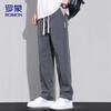 ROMON Men's Summer Ice Silk Loose Straight-Leg Casual Pants
