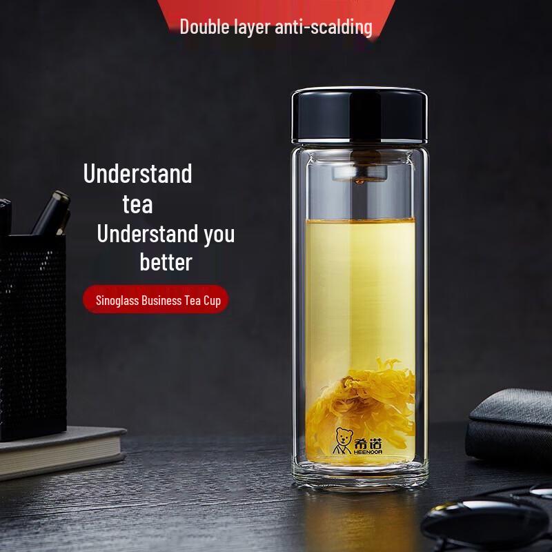 Heenoor XN-6556 Double-Walled Glass Tea Infuser Bottle 400ml