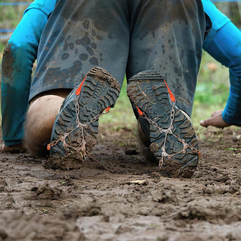 LIFKOME Kettenschuh-Set Einfach für Eis und Schnee Steigeisen, 6-Zacken, 2, Spikes, Anti-Rutsch-Sohlen, Leicht, Installieren, Pendeln, Straßen,