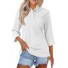 Women's Fashion Casual Lapel Short 3/4 Sleeve Color Shirt Women's Button Up Tops