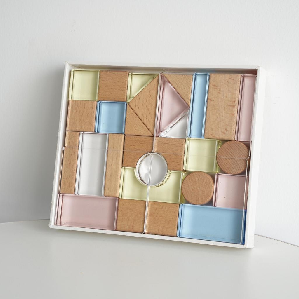 Transparent Rainbow 3D Building Blocks: Educational Acrylic Cubes for Children