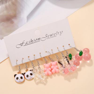 Yousheng 1 Set Women Cartoon Animal Earrings Different Shapes Drinking Bottle Hook Earrings Food Sweet Color Acrylic Dating Hanging Earrings