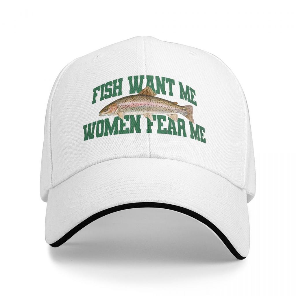 Fische wollen mich, Frauen fürchten mich Snapback Baseballkappen Atmungsaktive Lässige Casquette Outdoor Unisex
