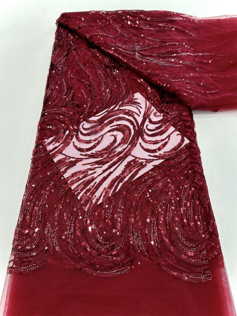 African French Beaded Lace Fabric 2025 High Quality Lace Embroidered Nigerian 3d Sequins Tulle Lace 5 Yards For Sew Party Dress