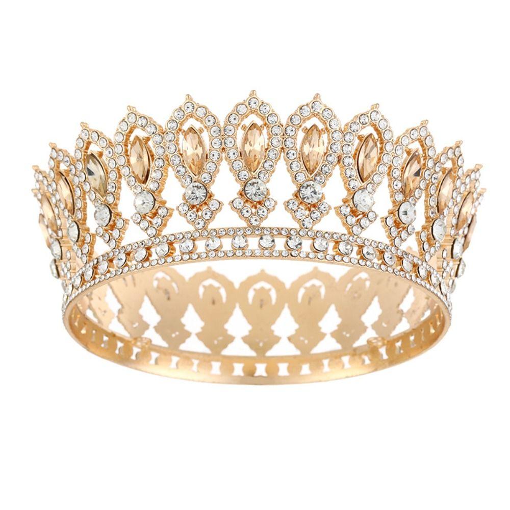 European Princess Queen Tiara King Tiaras Crystal Full Crown Baroque Pageant Crowns  Cake Topper