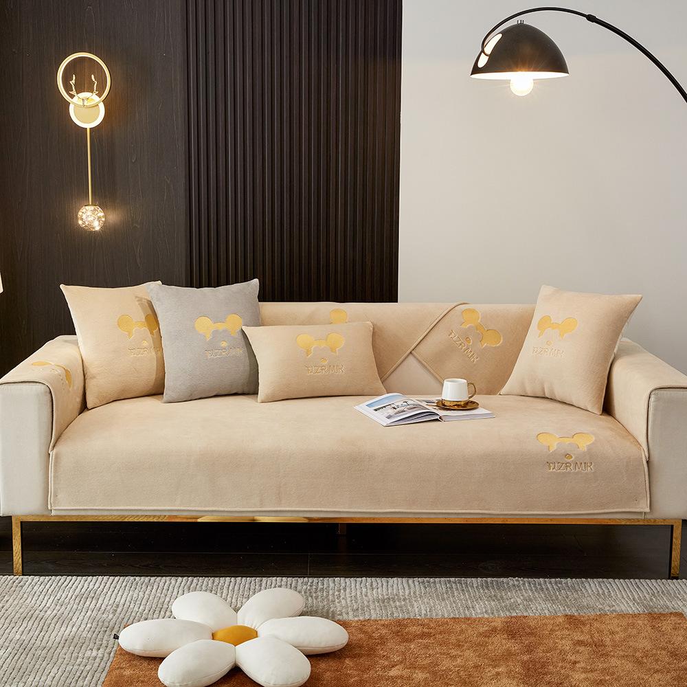 Lekka luksusowa zaawansowana poduszka na sofę Chenille antypoślizgowa prosta cztery pory roku uniwersalna narzuta na sofę pełny zestaw poduszka koc oparcie ręcznik